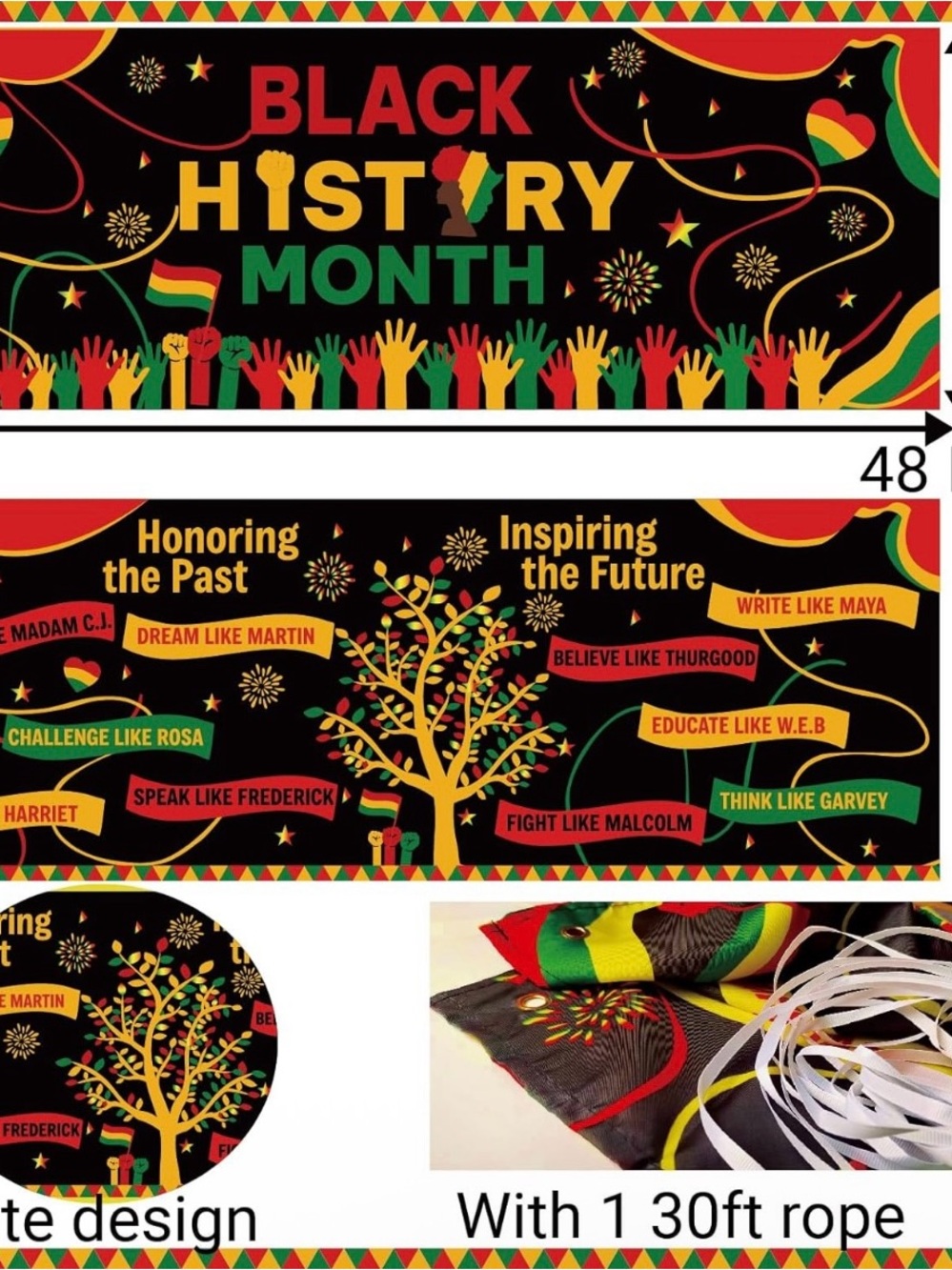 2Pcs Black History Month/ Juneteenth Banners Decorations